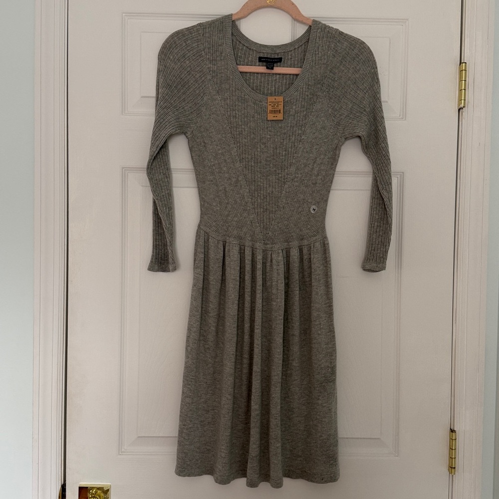 American Eagle Outfitters Gray Ribbed Knit Dress - Medium